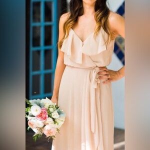 Nouvelle Amsale Drew Ruffle Chiffon Evening Bridal Gown Size Medium